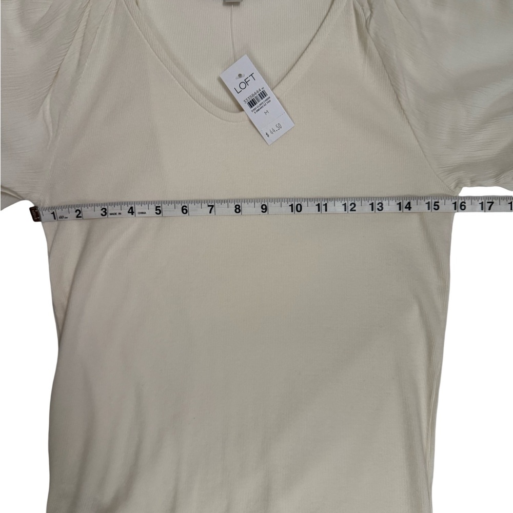 LOFT Ivory Short Sleeve Blouse - Picture 3 of 7
